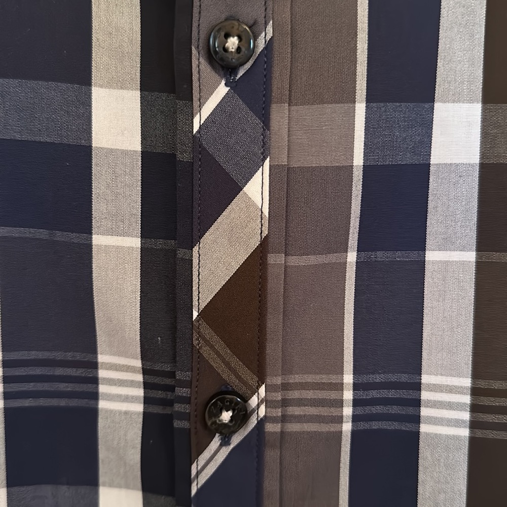 Zagiri Mens Buttondown Blues, Browns, White Stitching BEAUTIFUL XL - Picture 7 of 9